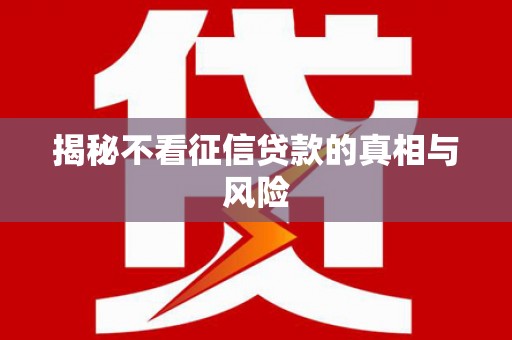 博野揭秘不看征信贷款的真相与风险